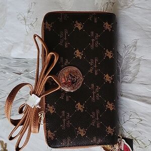 Beverly Hills Polo club womens Crossbody Wallet purse Dark Brown